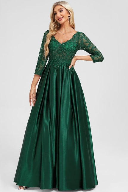 Robe De Bal Satinée Ornée - gallery 2