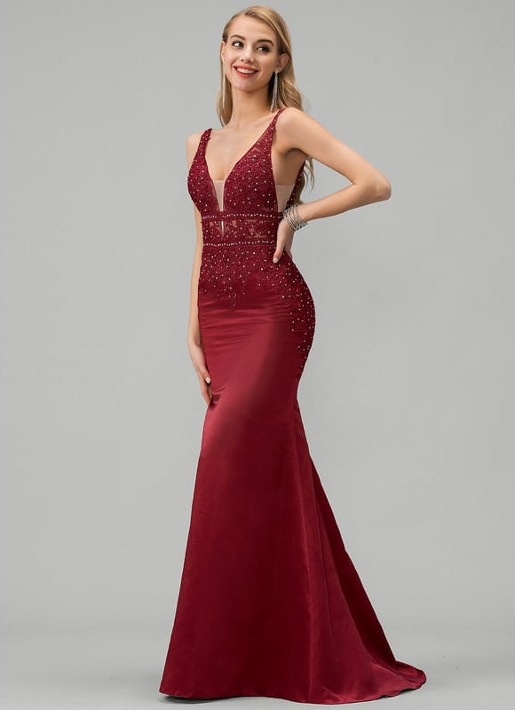 Robe De Bal Satinée Rubis - gallery 4