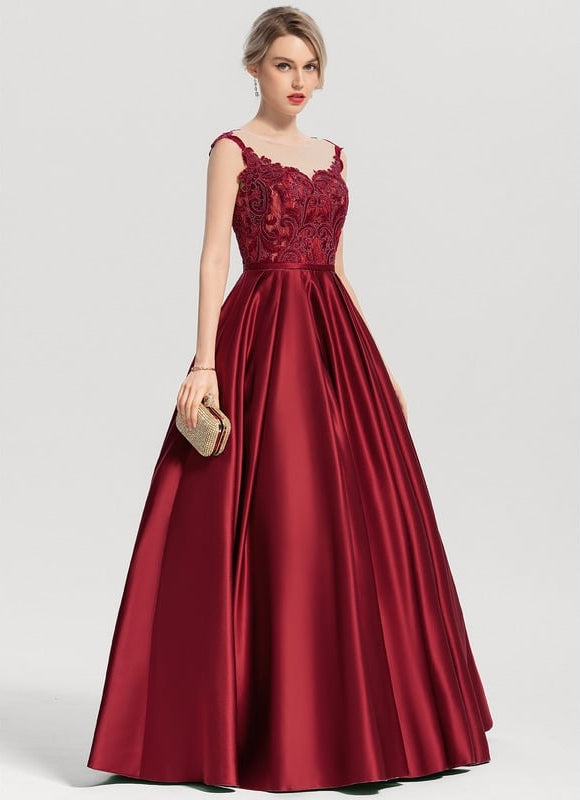 Robe De Bal Éblouissante Bordeaux - gallery 3