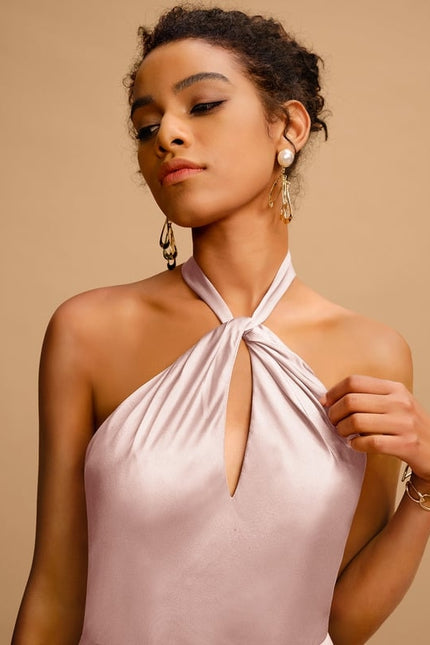 Robe De Bal Longue Satinée Rose - gallery 2