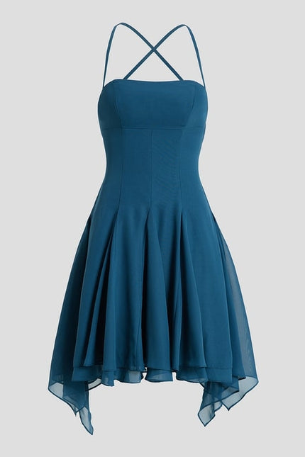 Robe De Bal Col Droit Bleu Profond
