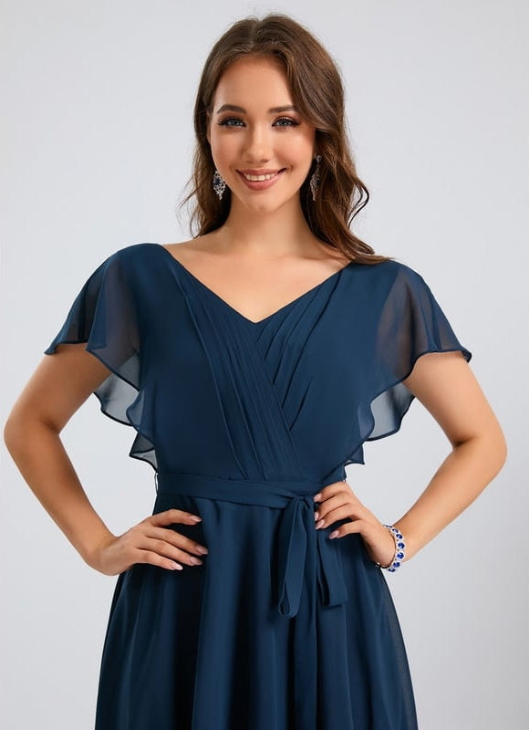 Robe De Bal Col V Marine - gallery 1