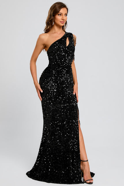 Robe De Bal Scintillante Asymétrique - gallery 1