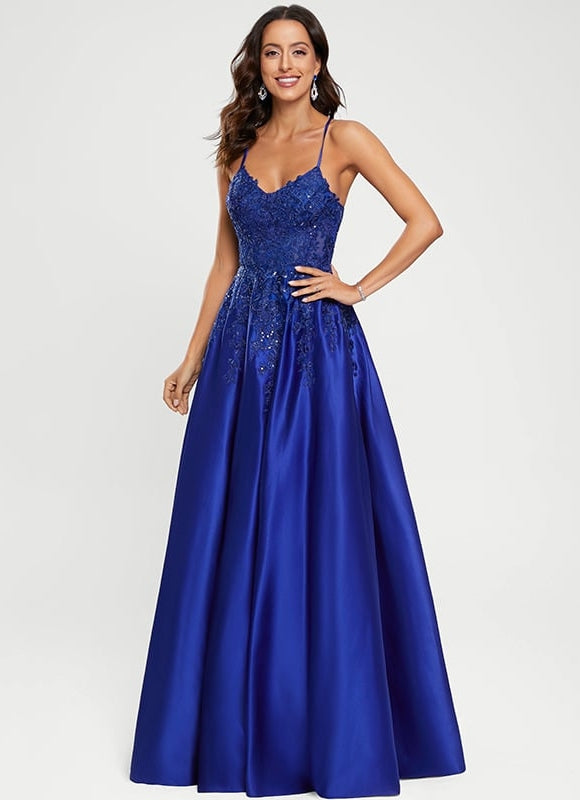 Robe De Bal Satin Bleu - gallery 7