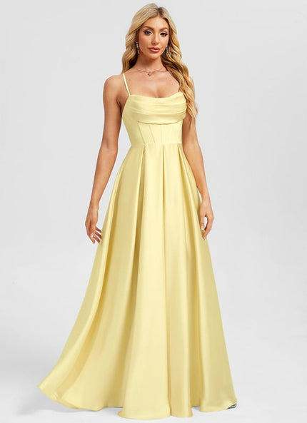 Robe De Bal Satinée Jaune Clair