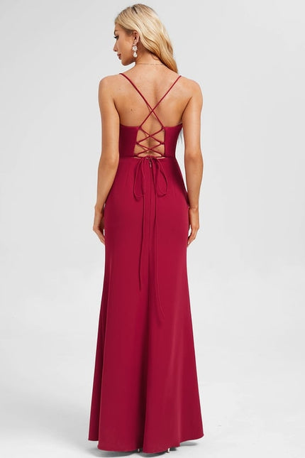 Robe De Bal Crêpe Bordeaux - gallery 2