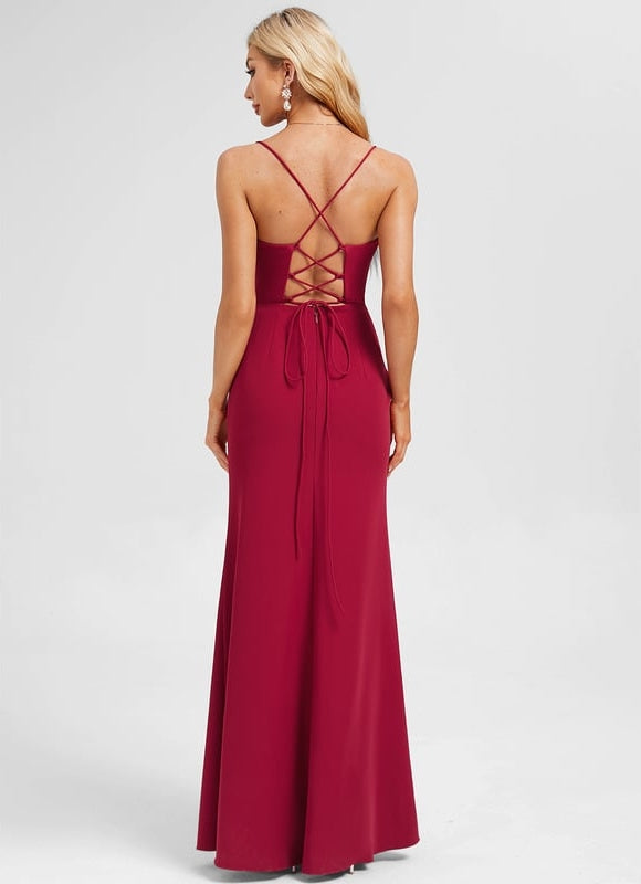 Robe De Bal Crêpe Bordeaux - gallery 2