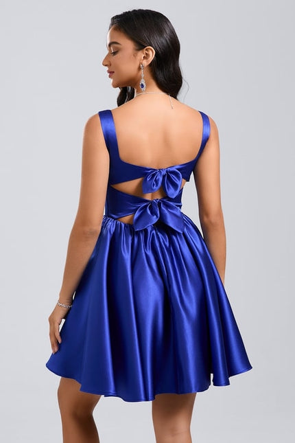 Robe De Bal Satin Bleu Dynamique - gallery 5