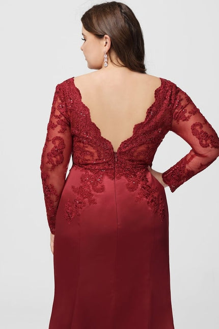 Robe De Bal Satin Rouge Élégante - gallery 6
