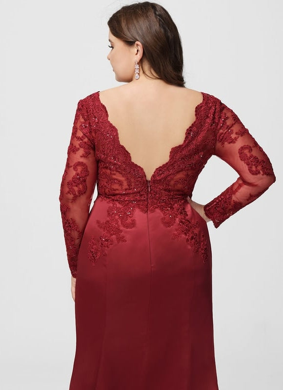 Robe De Bal Satin Rouge Élégante - gallery 6