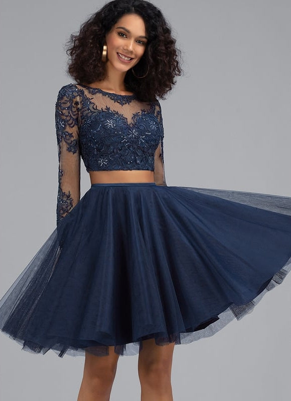 Robe De Bal Tulle Marine Élégant