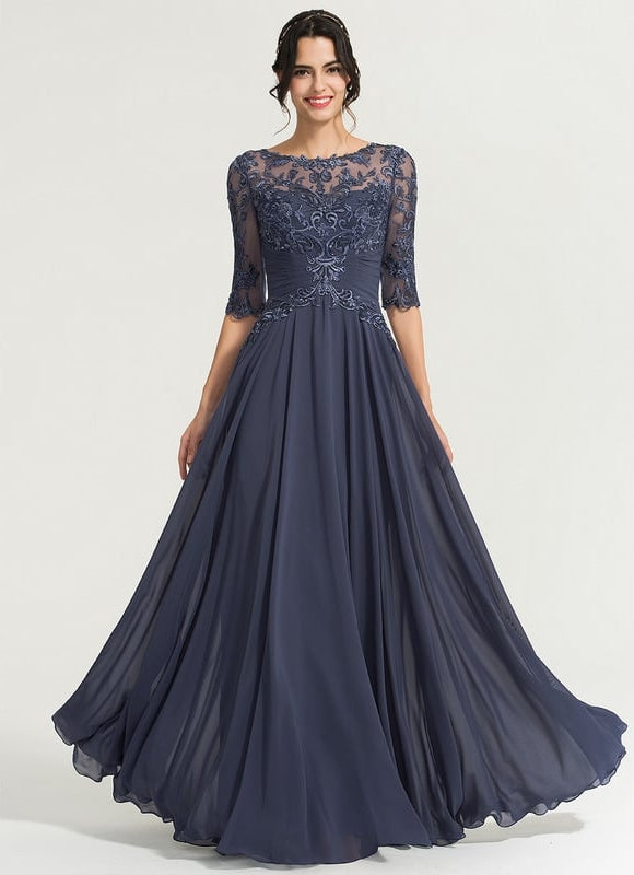 Robe De Bal Longue Marine Chic