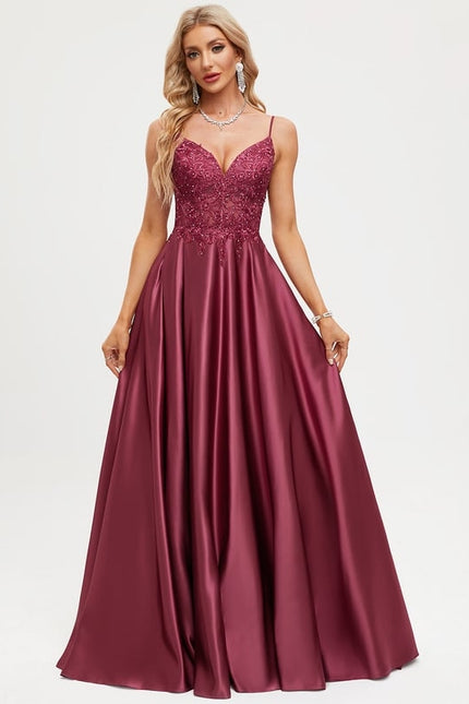 Robe De Bal Satinée Grenat