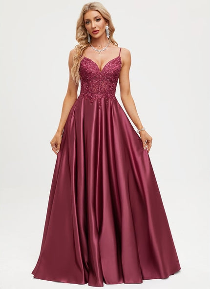 Robe De Bal Satinée Grenat