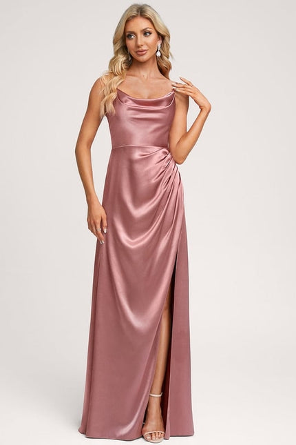 Robe De Bal Satin Rose Poudré - gallery 3