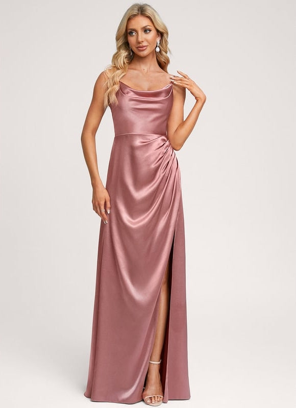 Robe De Bal Satin Rose Poudré - gallery 3