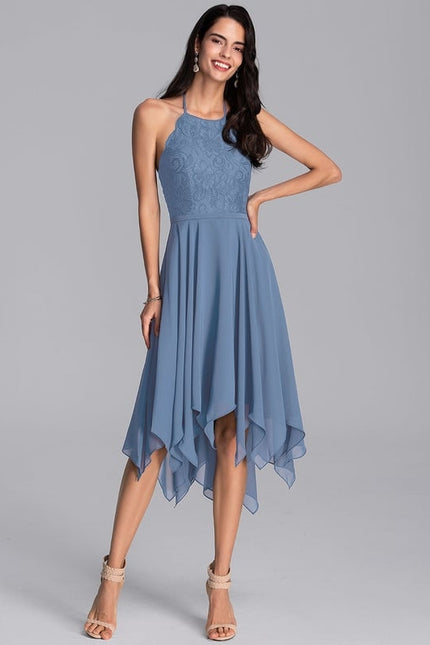 Robe De Bal Asymétrique Bleue - gallery 2