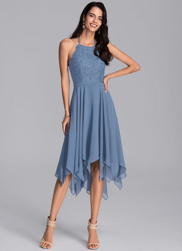 Robe De Bal Asymétrique Bleue - gallery 2