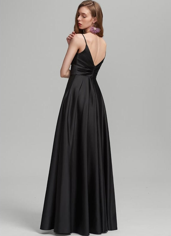 Robe De Bal Longue Noire Élégante - gallery 2
