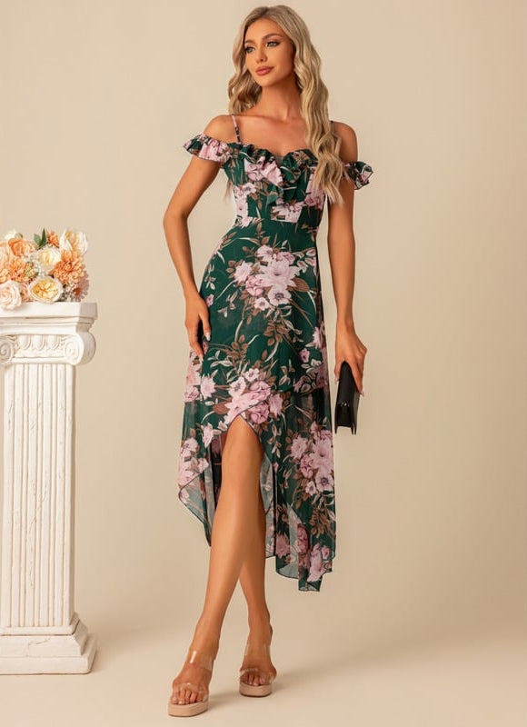 Robe De Bal Florale Asymétrique - gallery 2
