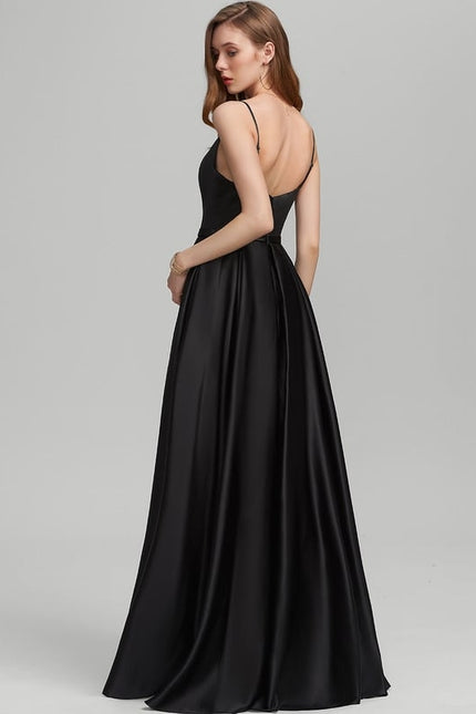 Robe De Bal Satin Noir - gallery 1