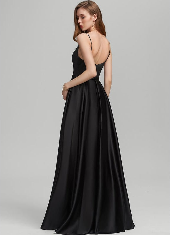 Robe De Bal Satin Noir - gallery 1