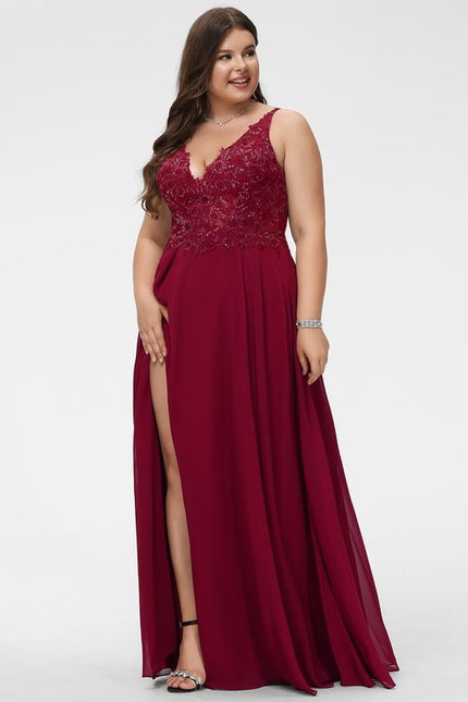 Robe De Bal Longue Bordeaux Élégante - gallery 7