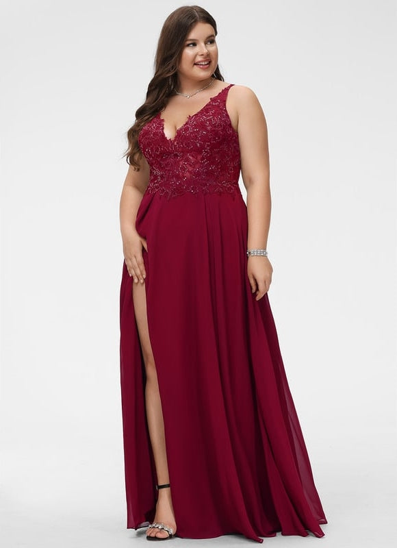 Robe De Bal Longue Bordeaux Élégante - gallery 7