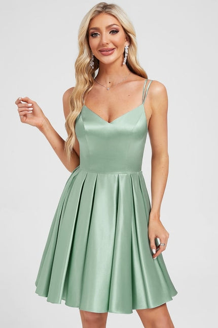 Robe De Bal Satin Vert Pastel - gallery 2