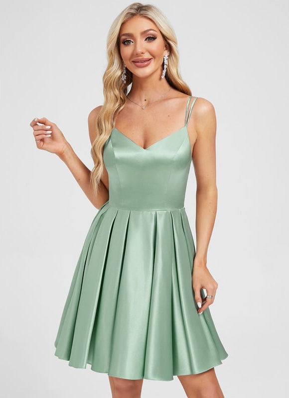 Robe De Bal Satin Vert Pastel - gallery 2