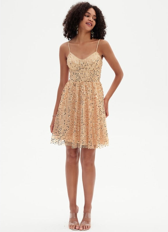 Robe De Bal Scintillante Marine - gallery 2