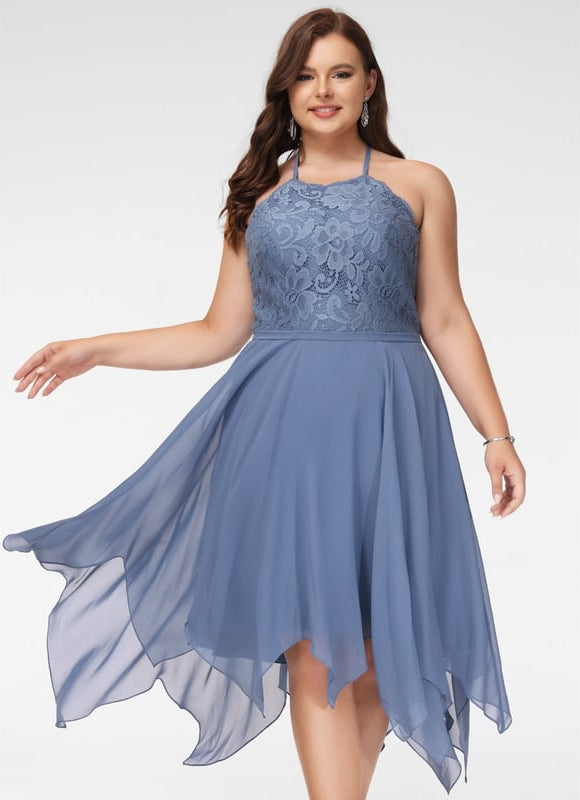 Robe De Bal Asymétrique Bleue - gallery 9