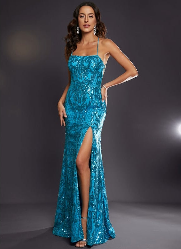 Robe De Bal Sirène Turquoise - gallery 1