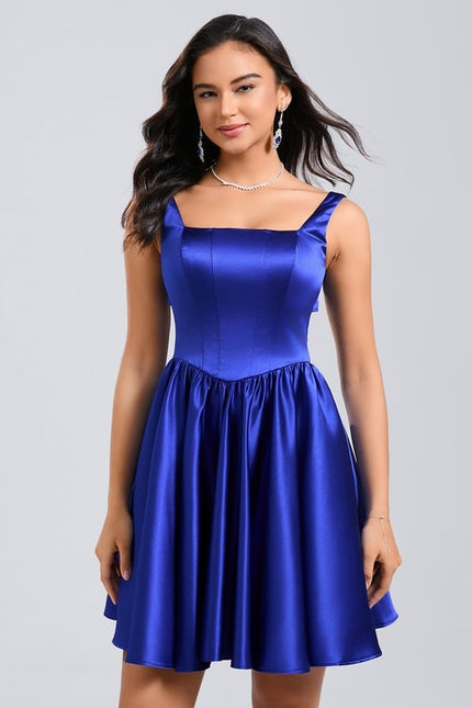 Robe De Bal Satin Bleu Dynamique
