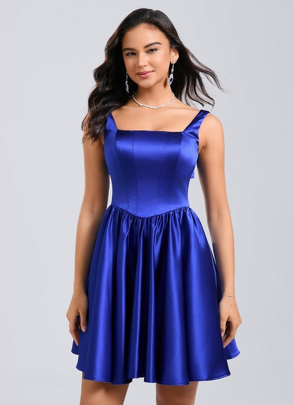 Robe De Bal Satin Bleu Dynamique