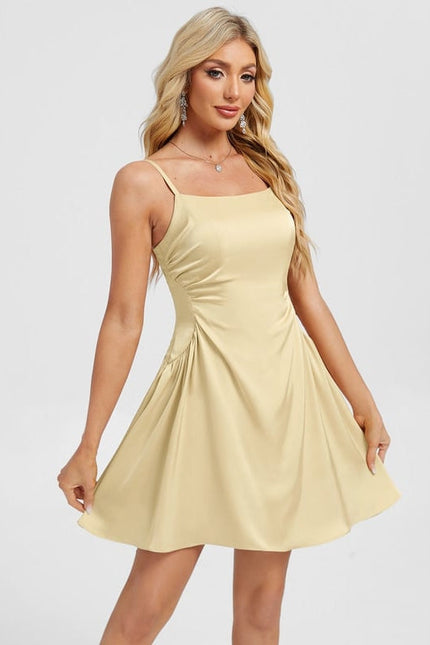 Robe De Bal Satinée Jaune - gallery 4