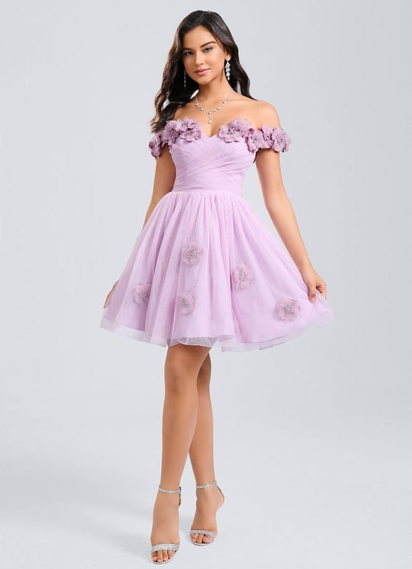 Robe De Bal Tulle Lilas Fleuri - gallery 3