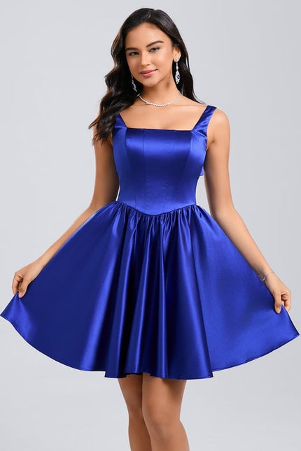 Robe De Bal Satin Bleu Dynamique - gallery 1