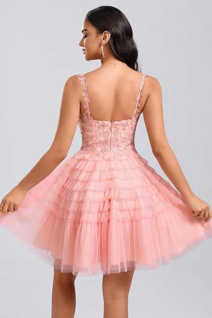 Robe De Bal Tulle Froncée Rose - gallery 5