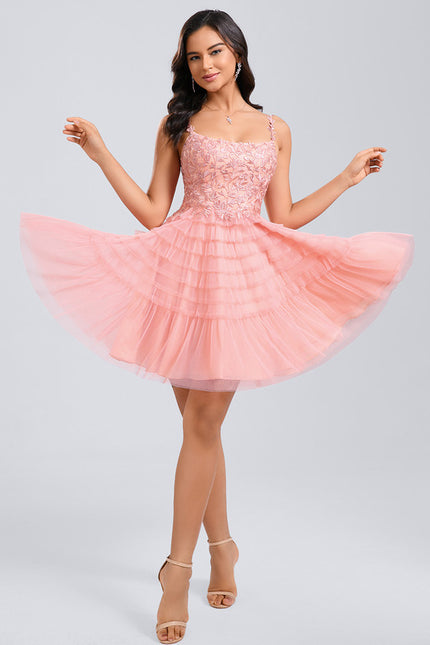 Robe De Bal Tulle Froncée Rose - gallery 3