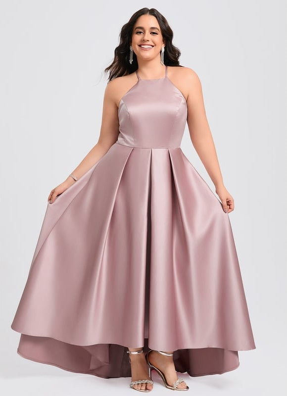 Robe De Bal Asymétrique Rose - gallery 6