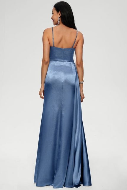 Robe De Bal Satin Longue Fendue - gallery 2