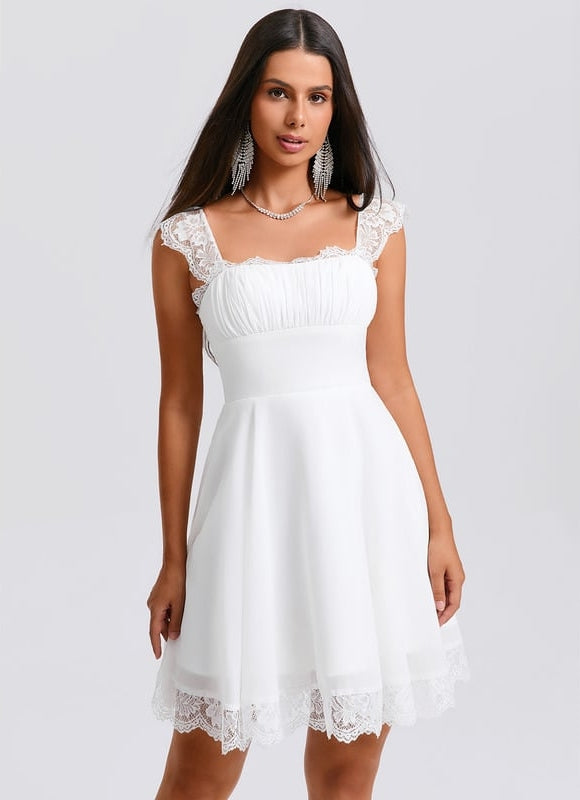 Robe De Bal Courte En Dentelle - gallery 1