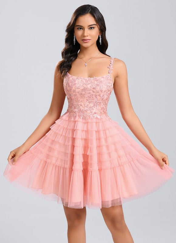 Robe De Bal Tulle Froncée Rose