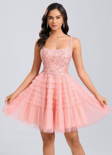 Robe De Bal Tulle Froncée Rose