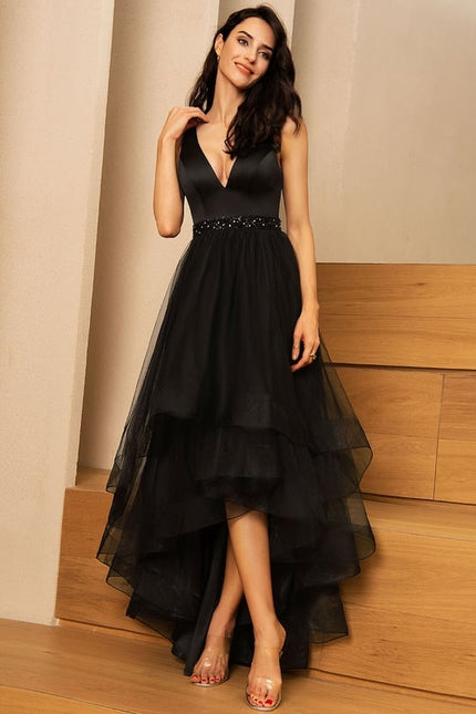 Robe De Bal Noire Asymétrique - gallery 1