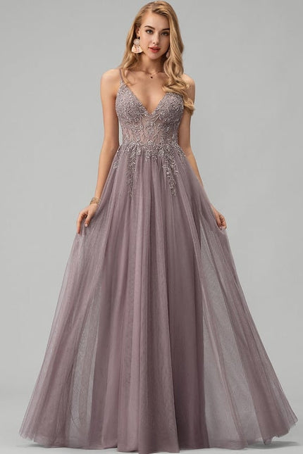 Robe De Bal Vaporeuse Mauve - gallery 4