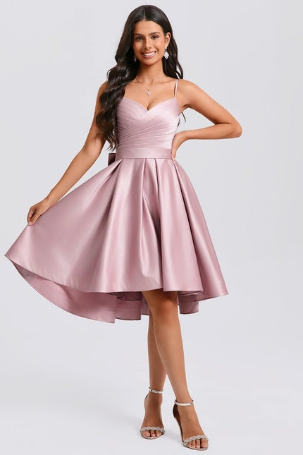 Robe De Bal Satin Rose Élégant - gallery 5