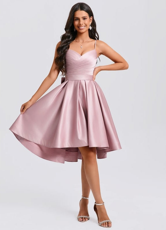 Robe De Bal Satin Rose Élégant - gallery 5
