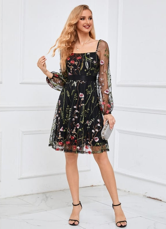 Robe De Bal Brodée Noire - gallery 6